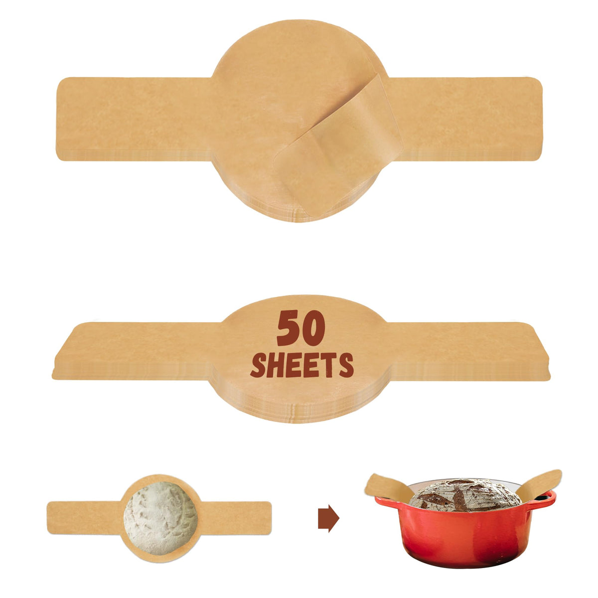 GIGYES papel pergamino para masa madre con pre-corte de 8 pulgadas.