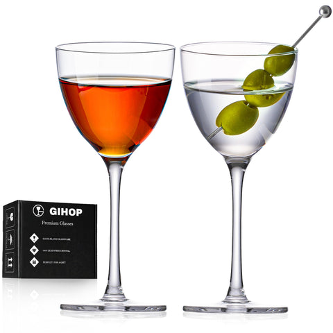 Copas Nick y Nora GIHOP, 5-8onzas, sopladas a mano, ideales para martinis en casa.