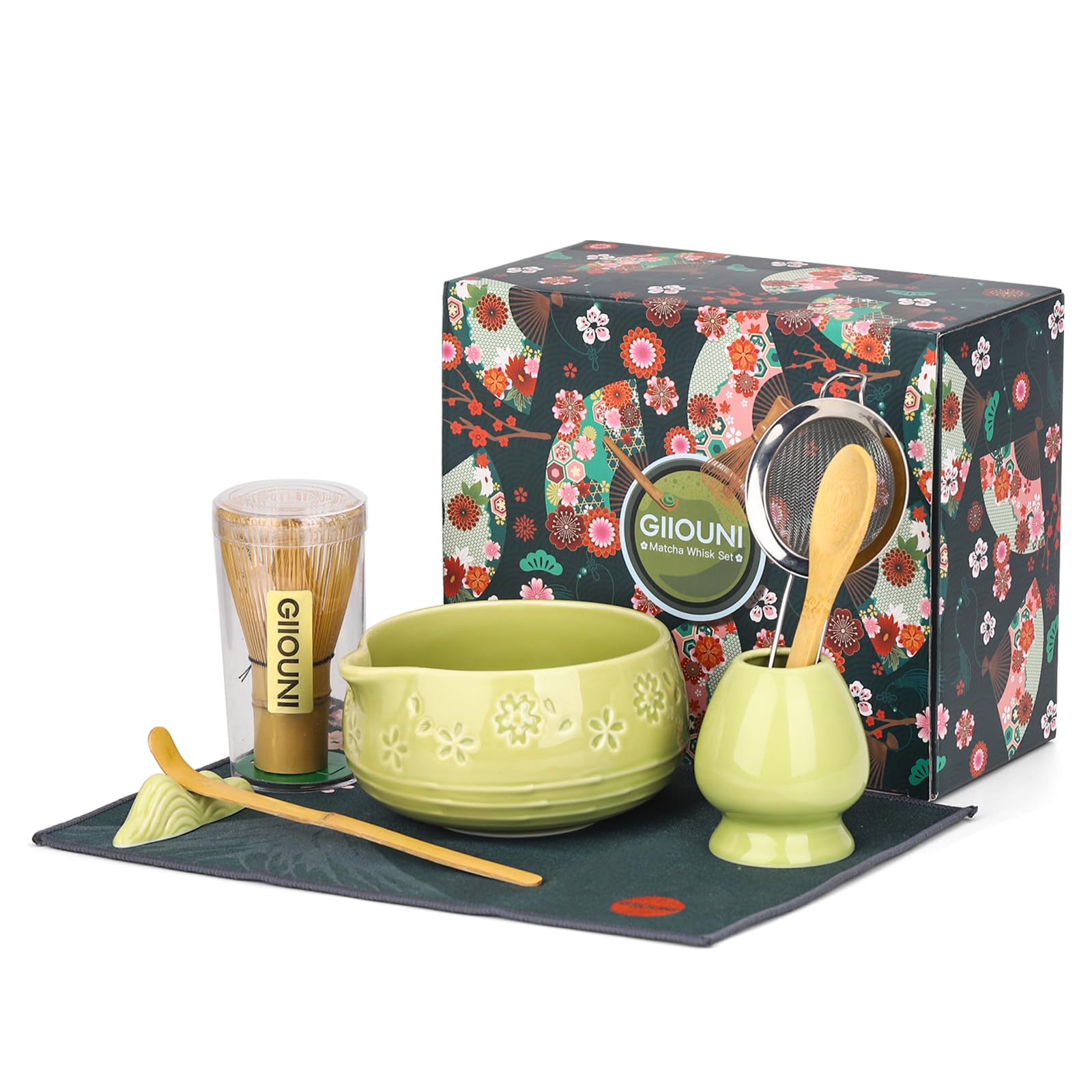 Giiouni tazón matcha cerámico con boquilla para verter sin goteos.