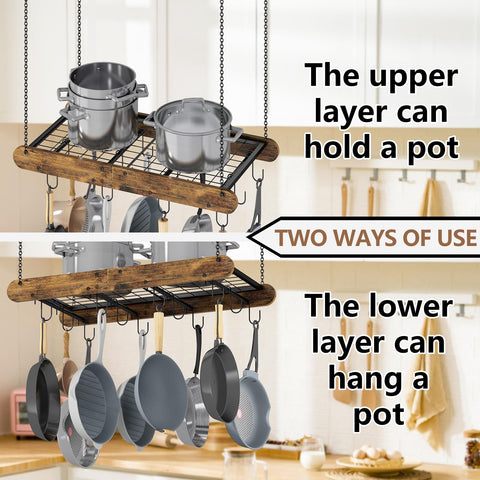 GILLAS ollas y sartenes colgadas de forma ordenada para cocina limpia