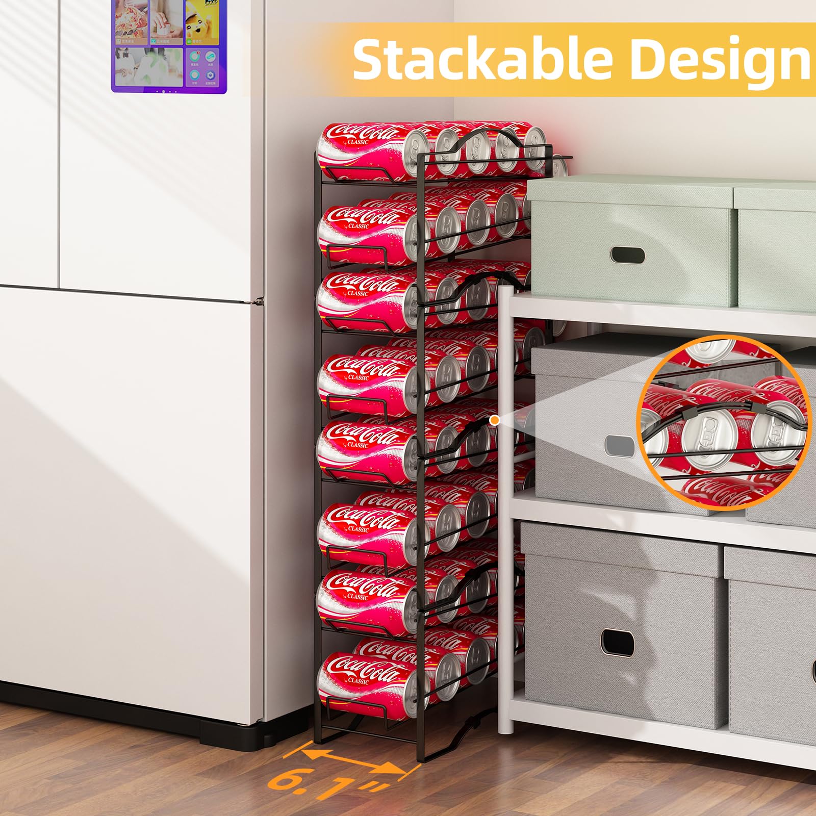 GILLAS organizador-latas-4-pack uso versátil en nevera y despensa.