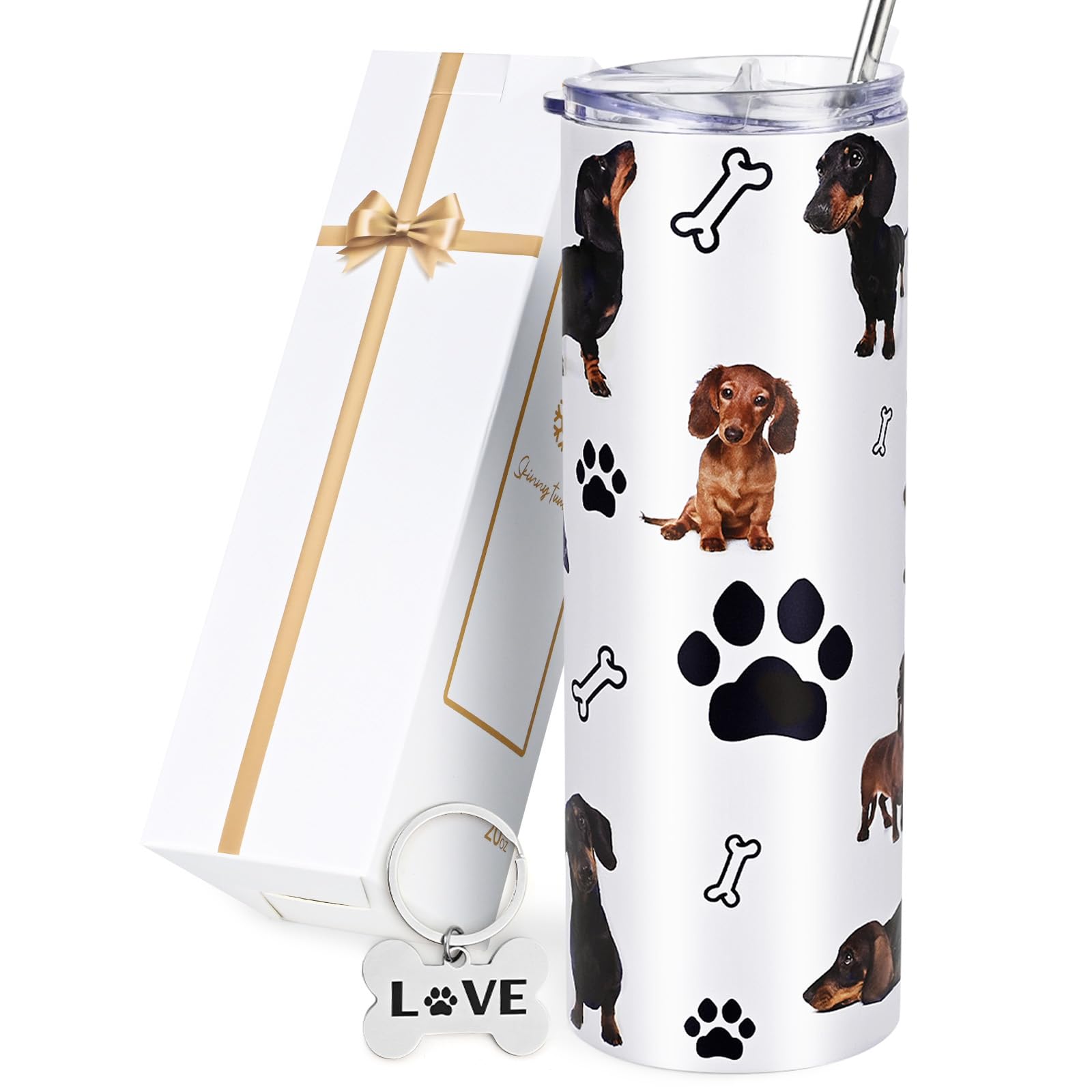 GINGPROUS vaso termico dachshund veinte onzas con tapa mantiene bebidas frías o calientes