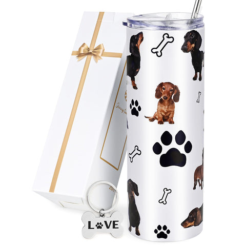 GINGPROUS vaso termico dachshund veinte onzas con tapa mantiene bebidas frías o calientes