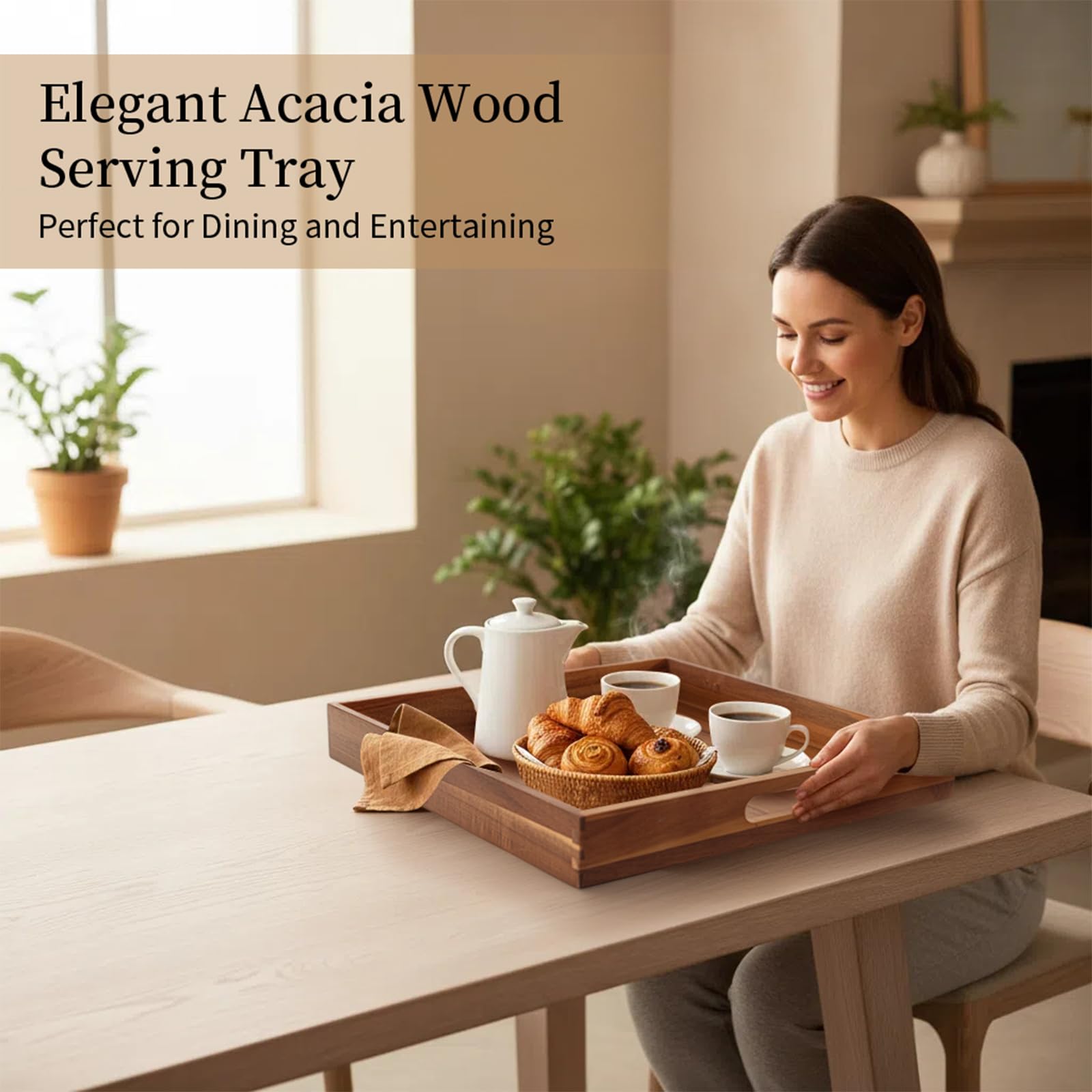 Bandeja GinSent decorativa en madera de acacia añade calidez