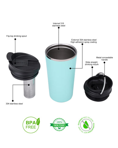 GiNT taza viaje tapa deslizante con mango metálico, ideal para bebidas en ruta.