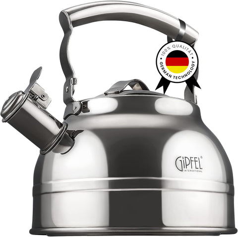 Tetera Gipfel International con silbido, ideal para hervir agua rápido.