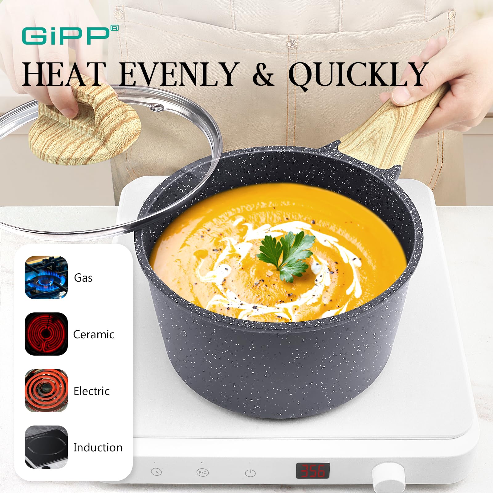 GiPP cazo salteador 4,5 litros con tapa antiadherente