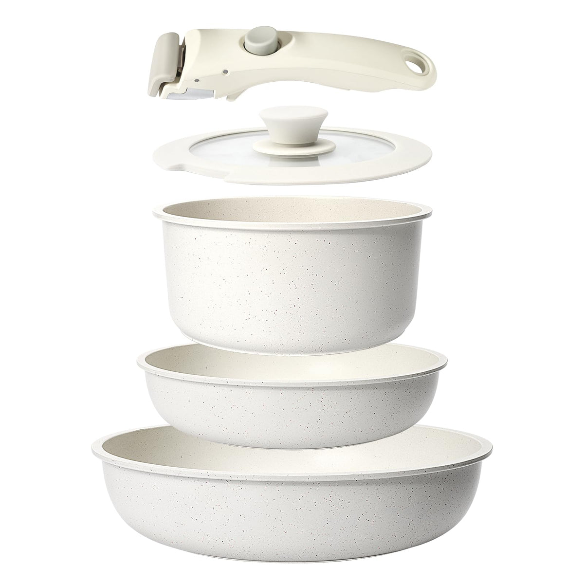 GiPP set de 5 piezas con mango desmontable para cocinar y almacenar