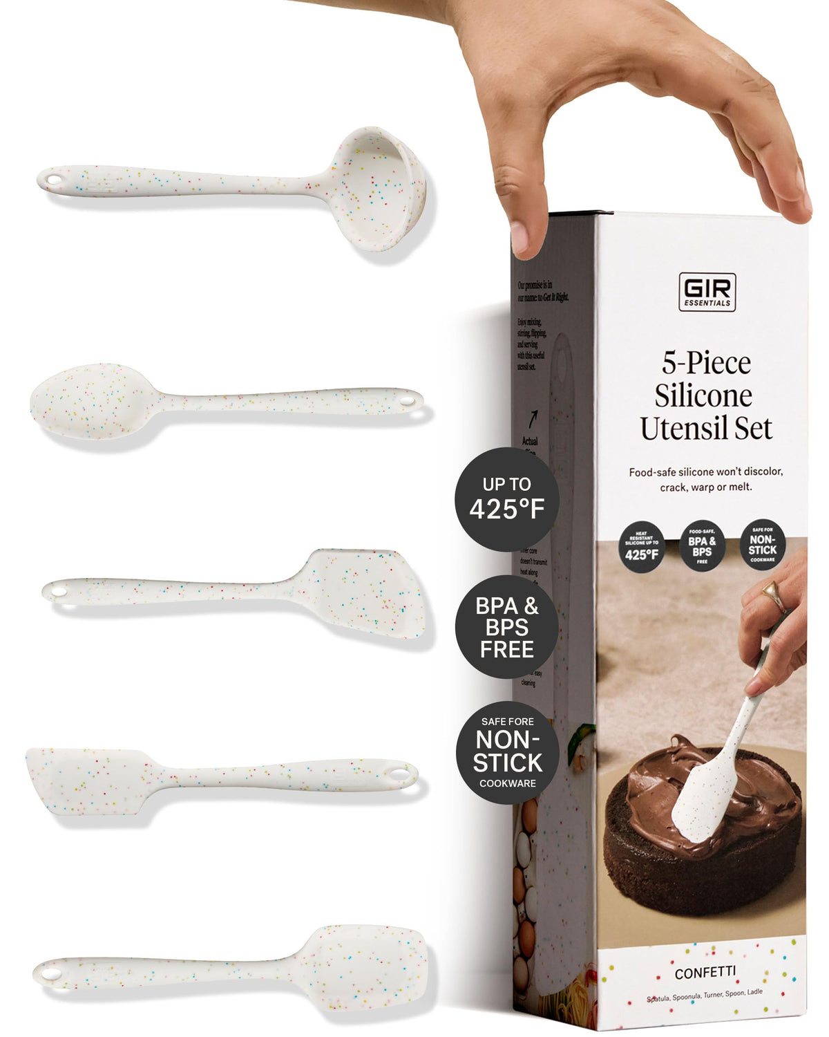 GIR presenta un set de utensilios de silicona, 5 piezas, aptos para antiadherentes.