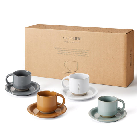 Tazas Giroflier roble para espresso, juego de 4, ideal para café diario.