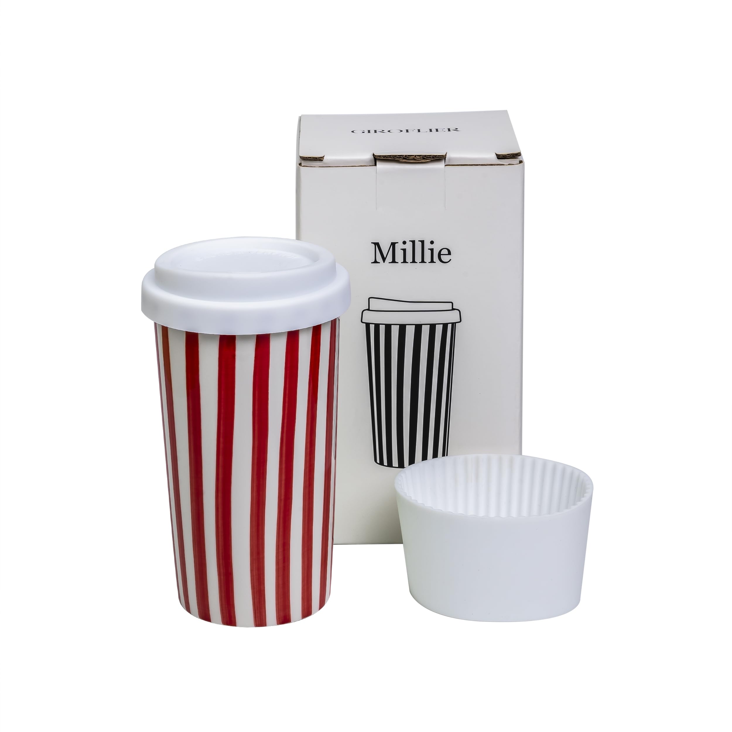 GIROFLIER Millie: taza cerámica con tapa frontal, ideal para llevar café sin derrames