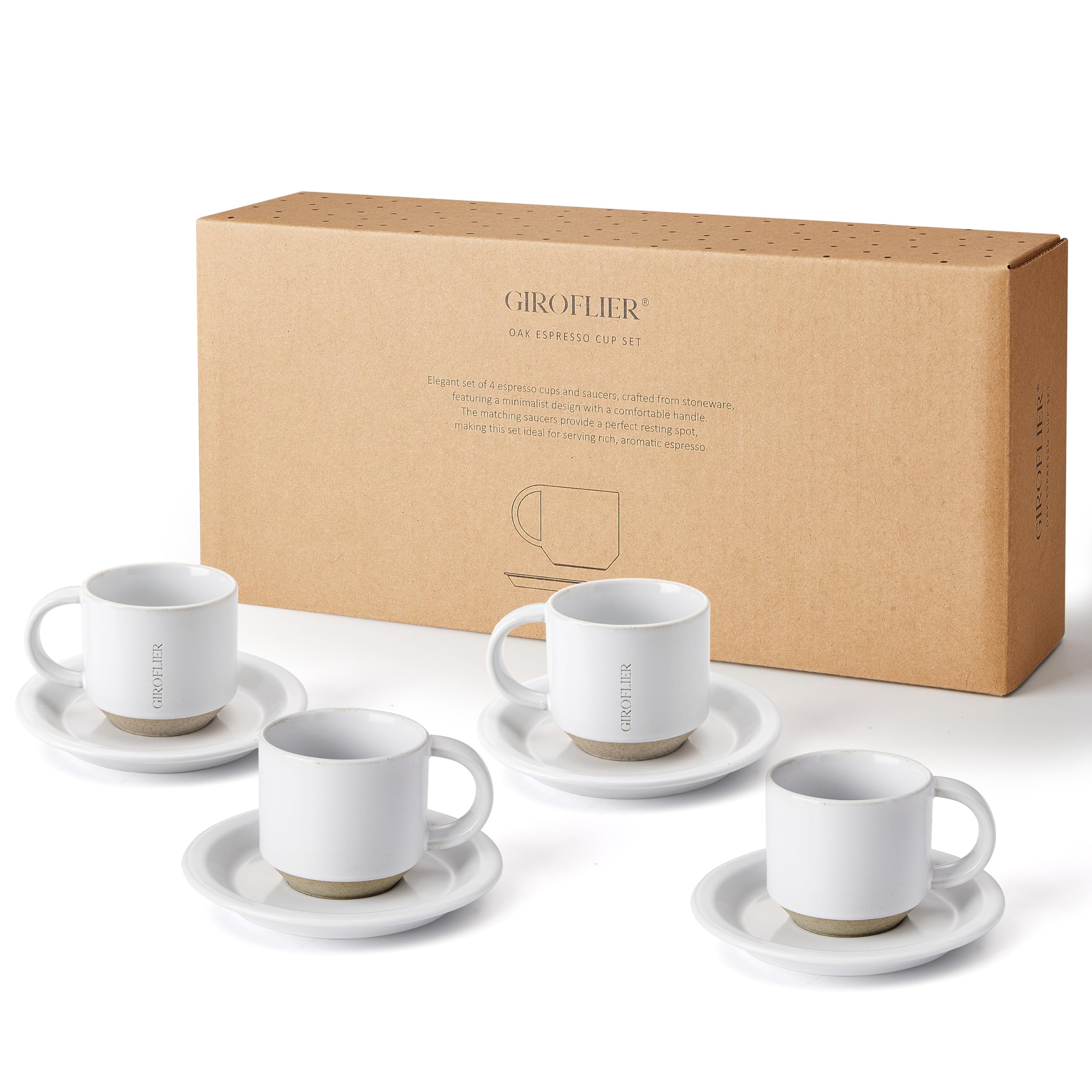 Giroflier Oak: conjunto de tazas espresso 4, perfecto para uso diario.