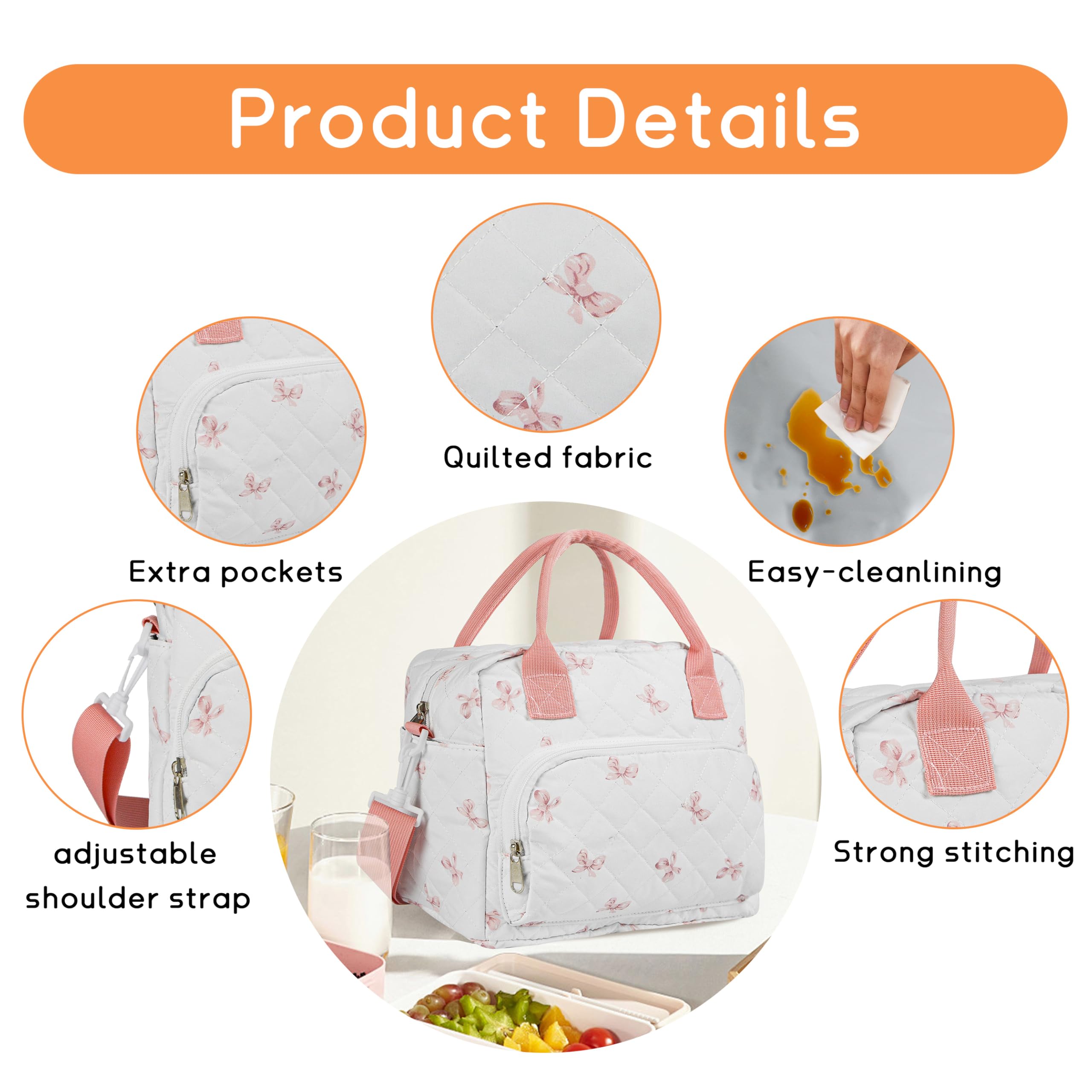 GISMTR Bolsa lunch corduroy, tejido resistente al agua y fácil limpieza.