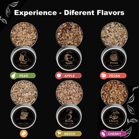 Virutas de hickory para sabor audaz que destaca bourbons.