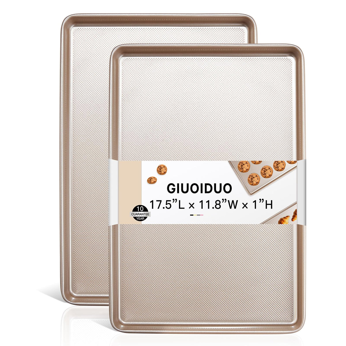 GIUOIDUO dos-pack bandejas media hoja, superficie amplia para hornear lotes grandes