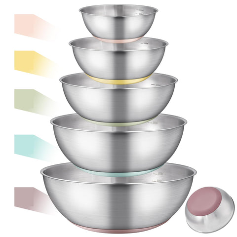 GIUOIDUO juego de cuencos de acero inoxidable con tamaños variados para recetas.