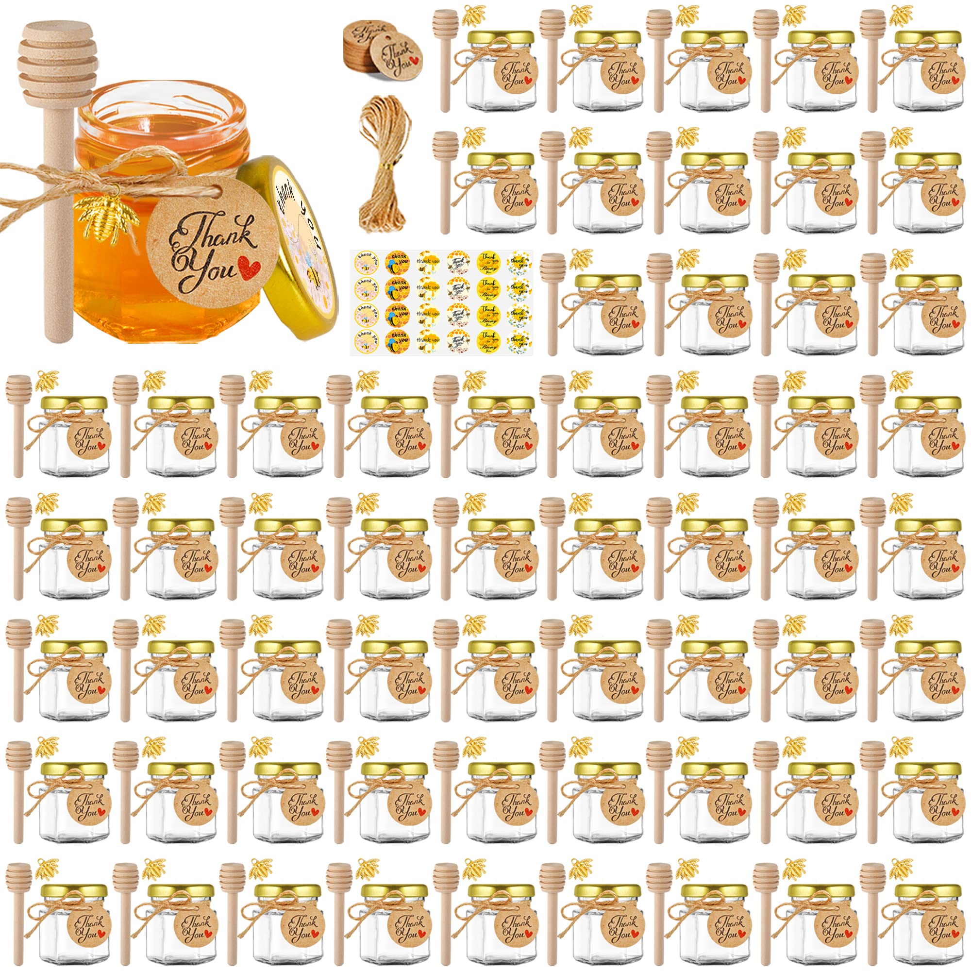 Frasco mini miel GIVAMEIHF hexagonal, ideal para regalos y presentación