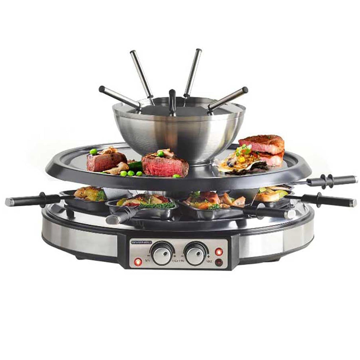 GIVENEU set fondue y parrilla en mesa, ideal para reuniones familiares