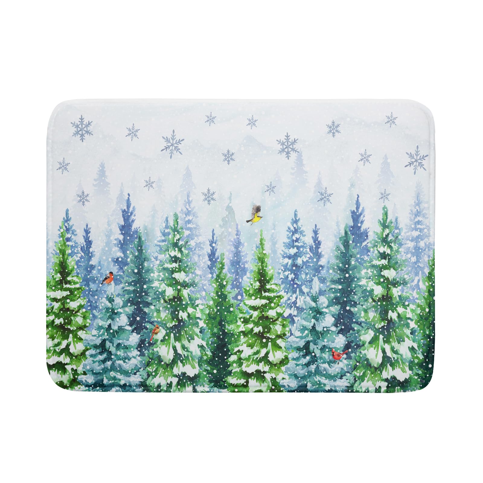 Giwawa alfombrilla secadora para platos con bosque invernal y aves, recoge gotas eficazmente.