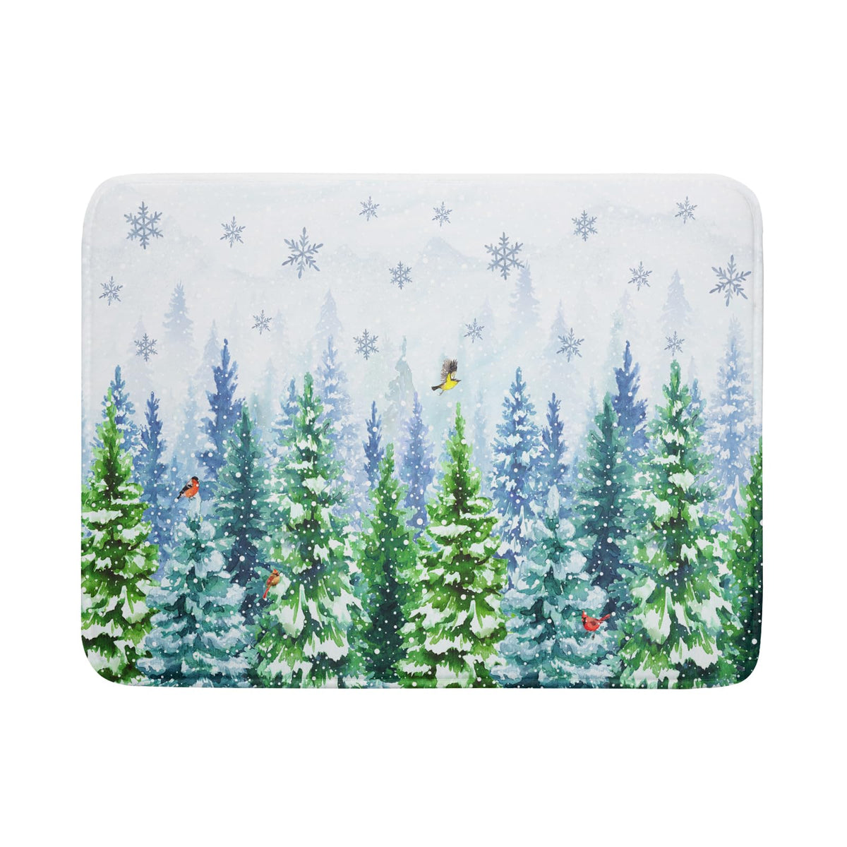 Giwawa alfombrilla secadora para platos con bosque invernal y aves, recoge gotas eficazmente.