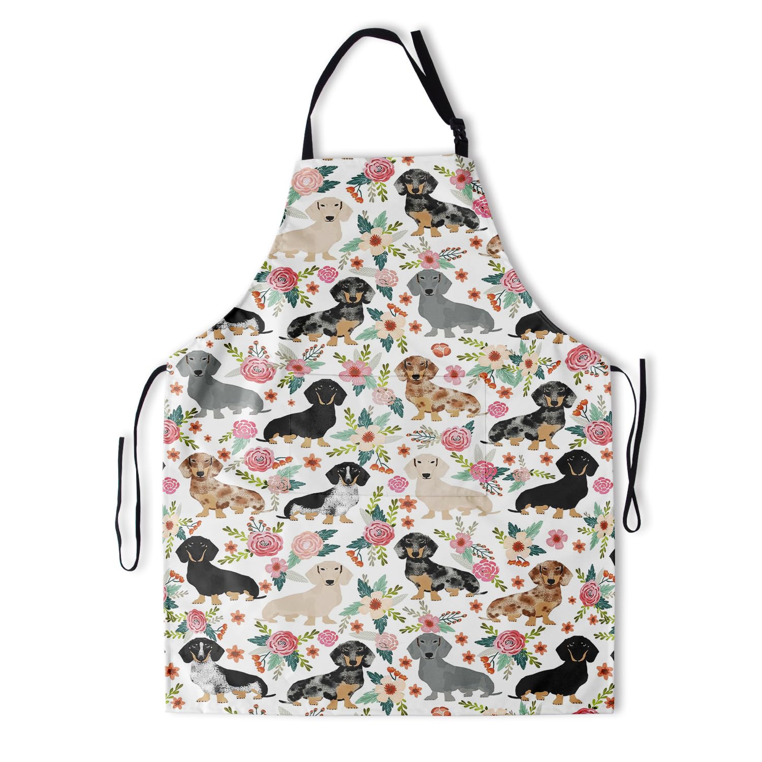 Delantal Giwawa para perro floral con teckel, ajuste cómodo para cocinar.