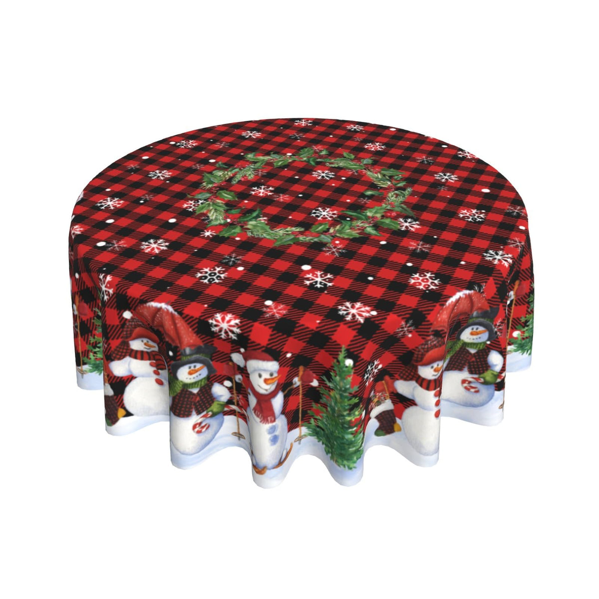 Mantel Giwawa redondo con cuadros rojos y negros, añade ambiente festivo y protege la mesa.
