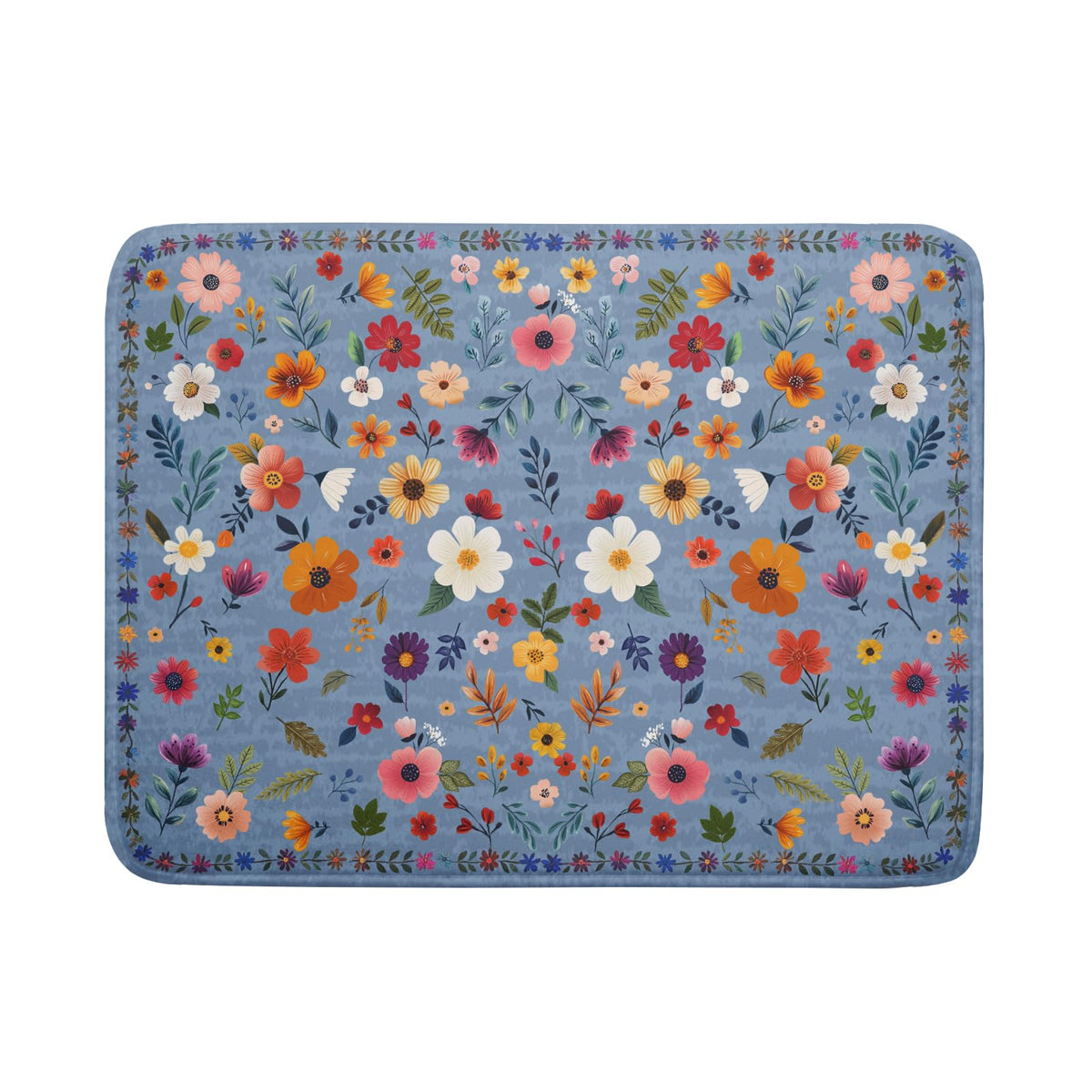 Giwawa tapete secado para platos con flor azul grande, absorbente y protector de encimeras.