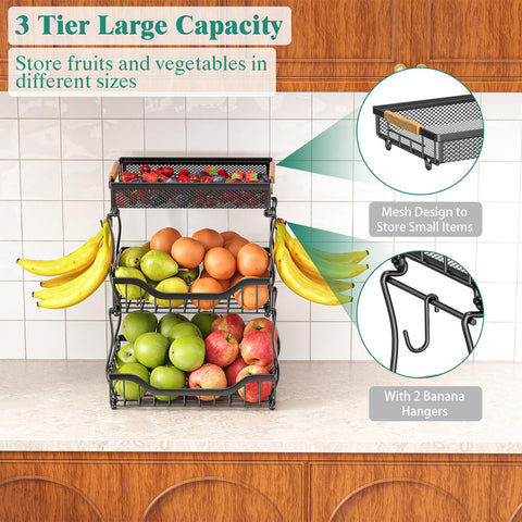 Giwil bandeja superior malla con manijas de madera para mover frutas con facilidad