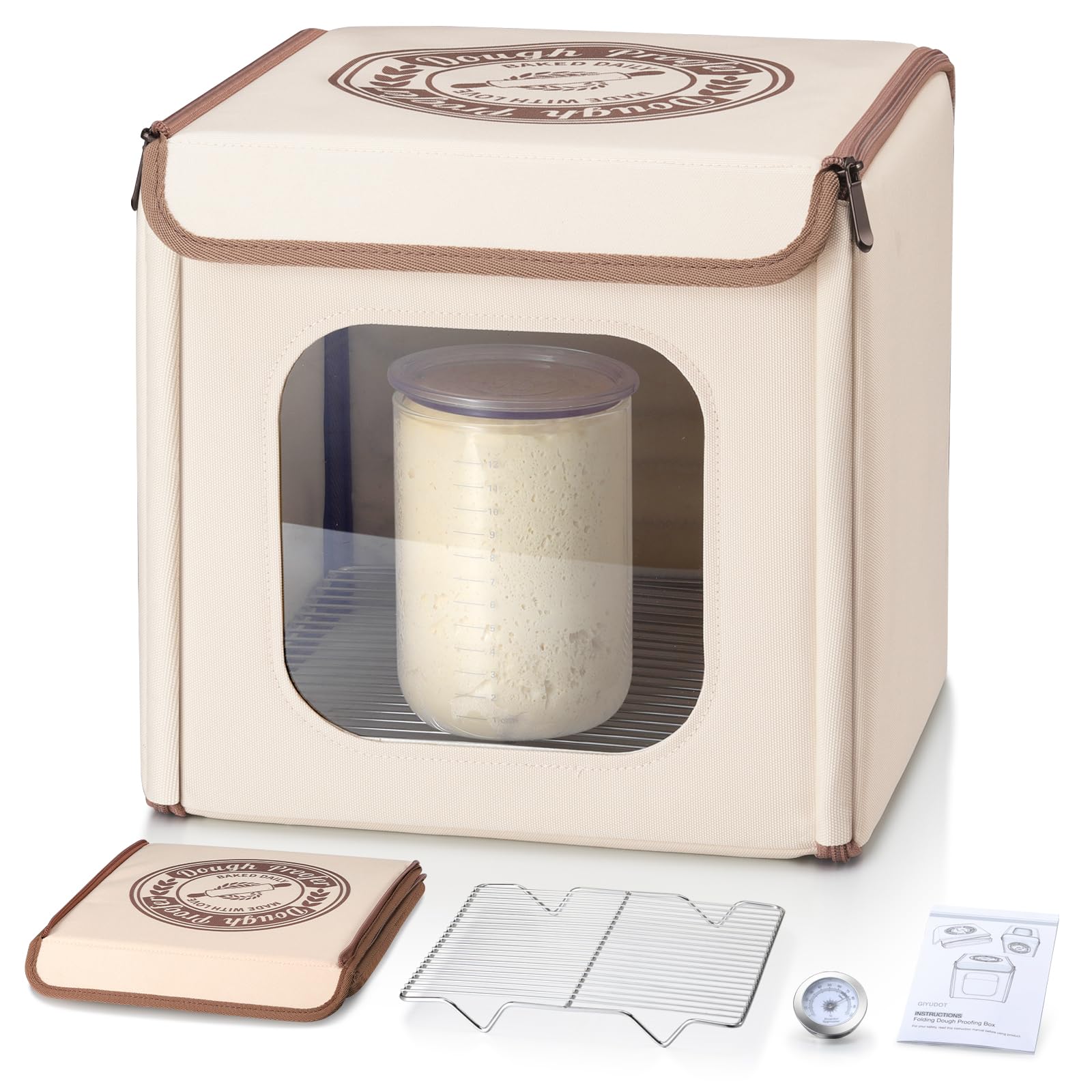 GIYUDOT caja plegable de fermentación, visión frontal para monitorear la masa