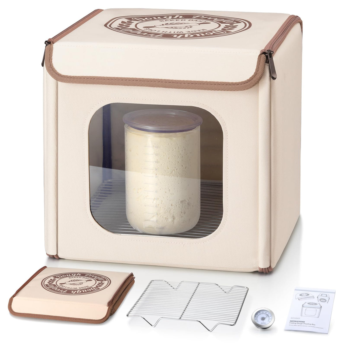 GIYUDOT caja plegable de fermentación, visión frontal para monitorear la masa