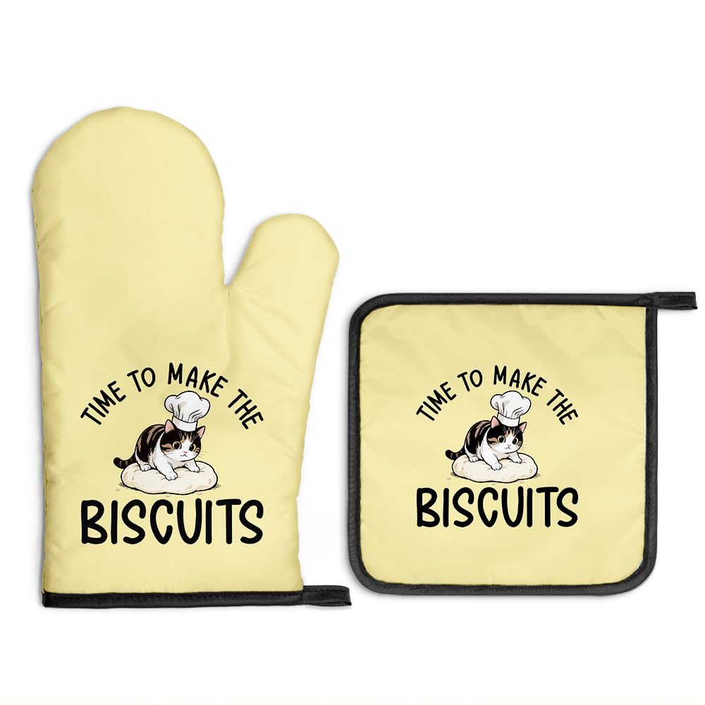 Gkodw manoplas de horno con diseño gato cocinero, agarre seguro para manejar ollas calientes.