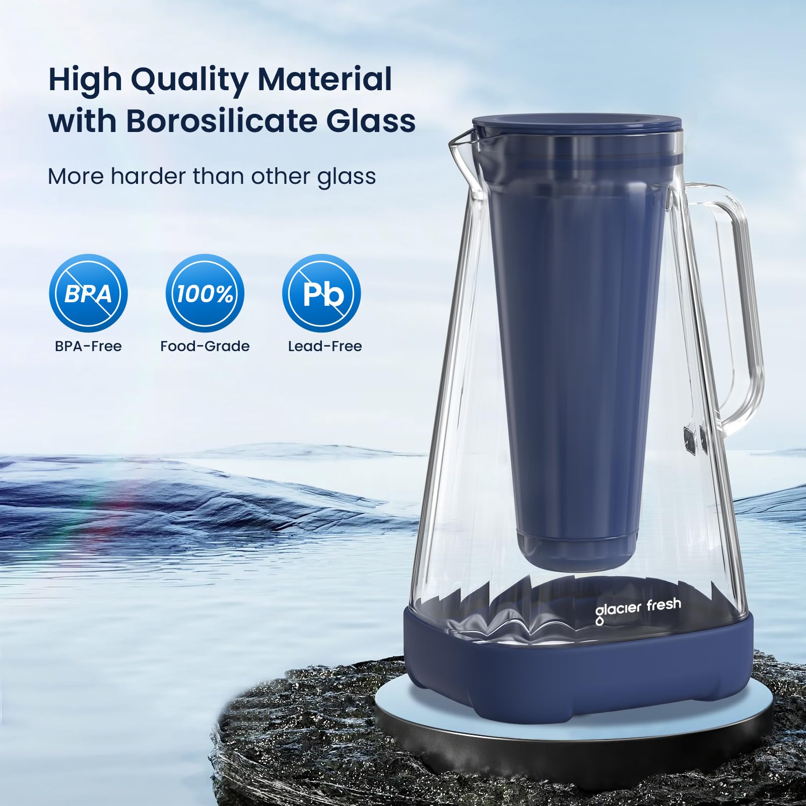 GLACIER FRESH Purela — filtro de carbono activado para aroma y sabor más agradable.