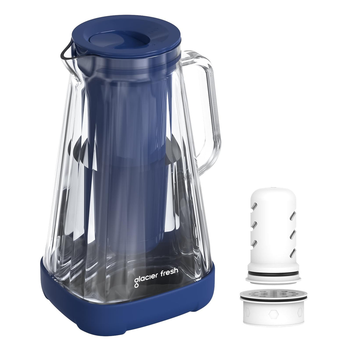 GLACIER FRESH Purela: jarra de vidrio de 10 tazas para agua fresca y filtrada.