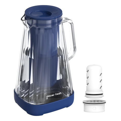 GLACIER FRESH Purela: jarra de vidrio de 10 tazas para agua fresca y filtrada.