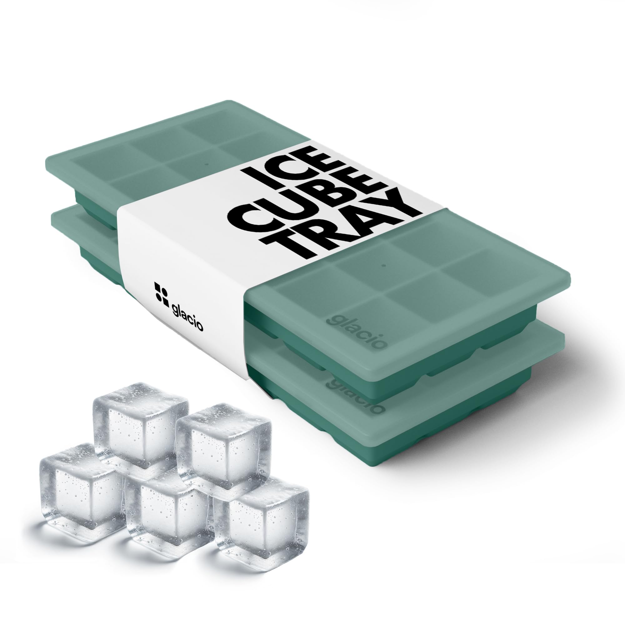La bandeja de hielo de silicona de glacio con tapas mantiene los cubos frescos.