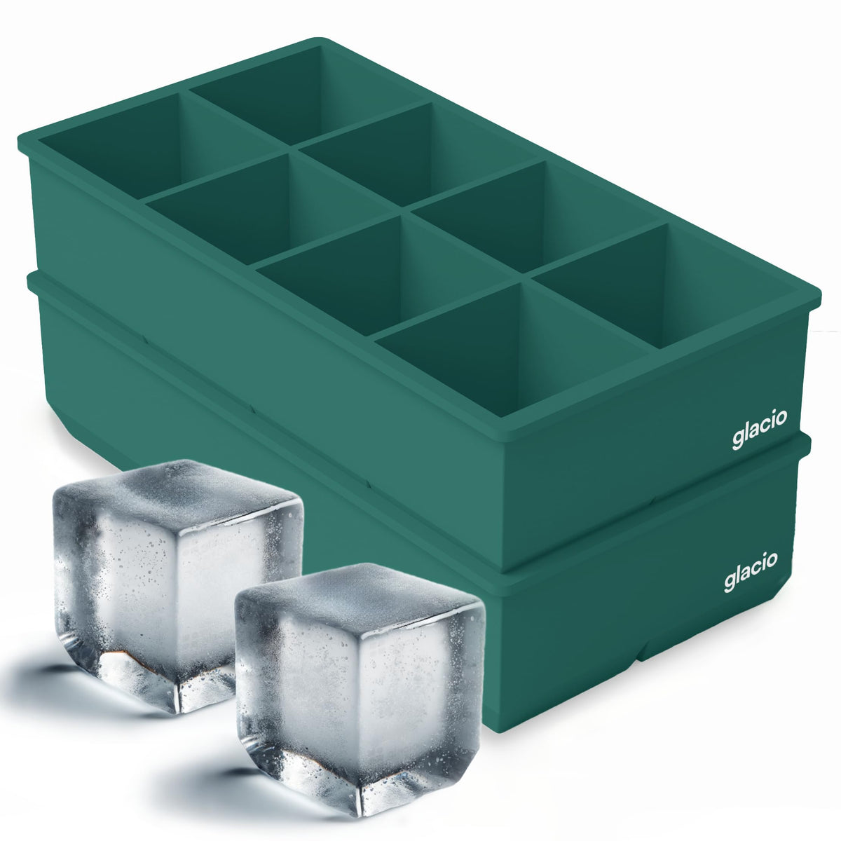 glacio moldes hielo cuadrados grandes: ocho cubos, derretimiento lento para whisky.