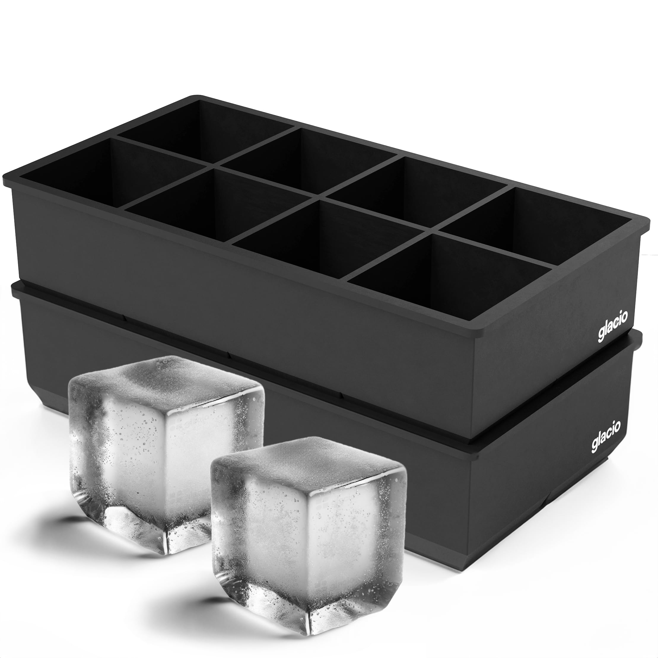 glacio moldes de silicona para 8 cubos grandes, ideal para whisky
