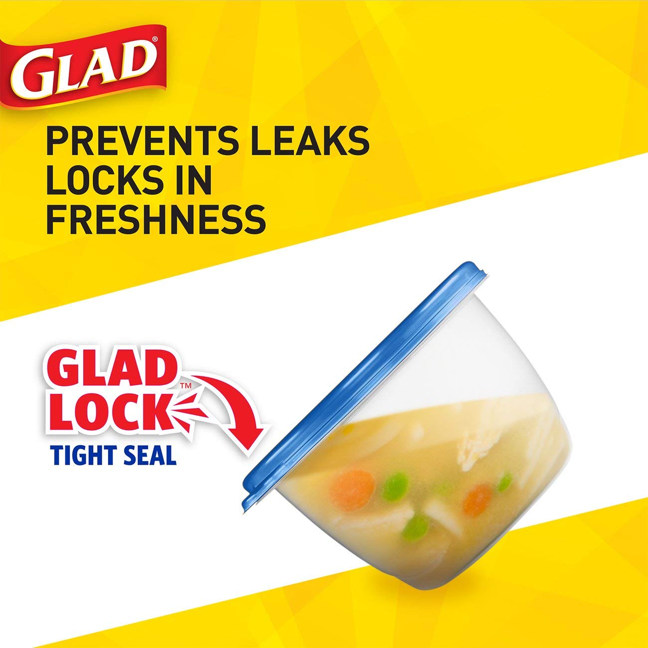 Conservar en congelador y despensa con contenedores Glad de 104 oz.