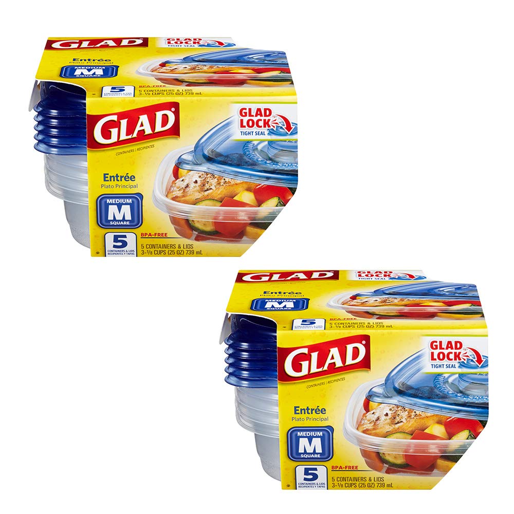 GladWare plato entrante 25oz cuadrado apilable con tapa, perfecto para sobras
