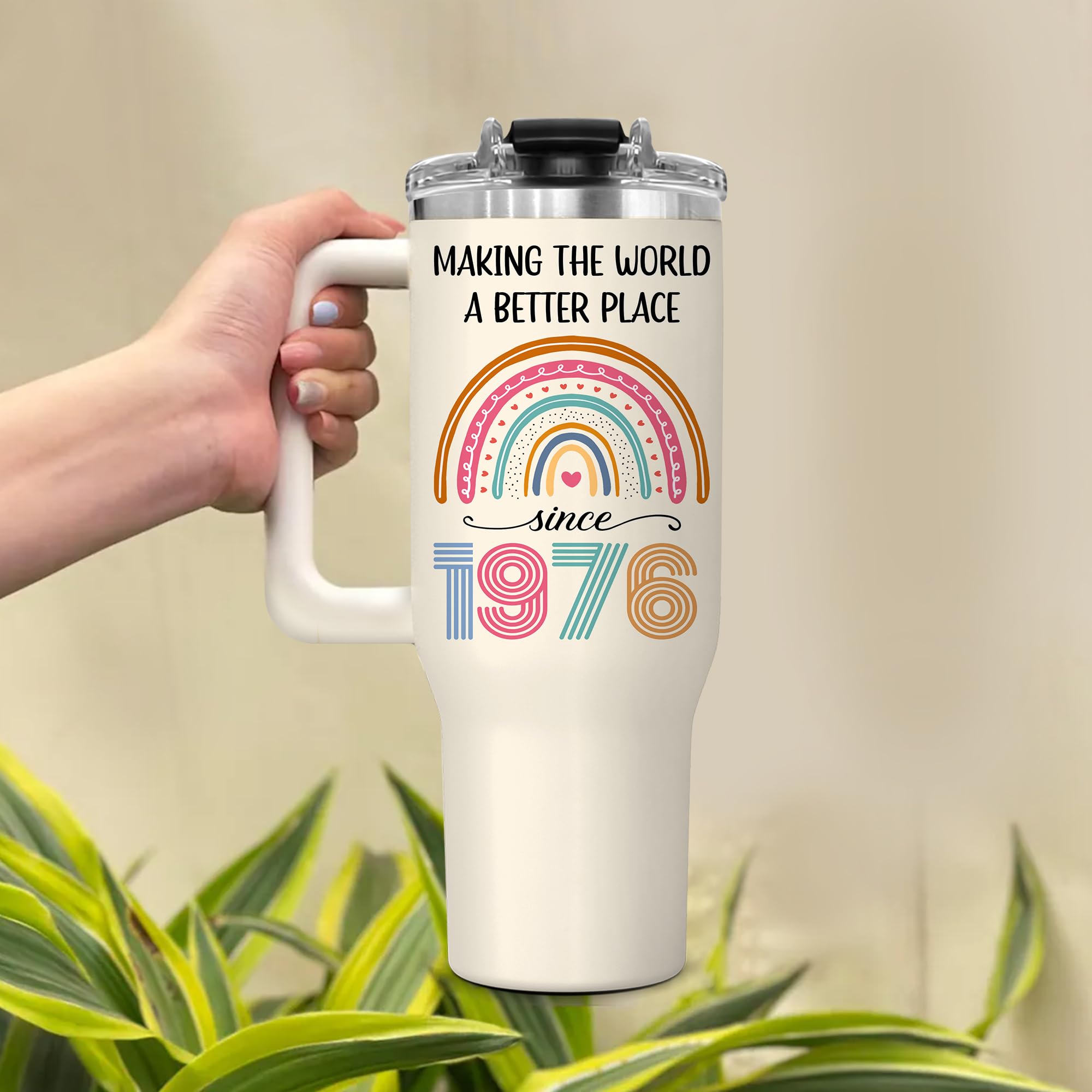 GLAKEUN Vaso 40onzas diseño nostálgico para regalo de 50 años.
