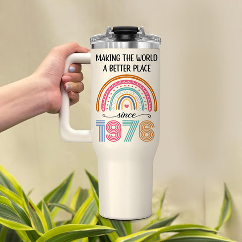 GLAKEUN Vaso 40onzas diseño nostálgico para regalo de 50 años.