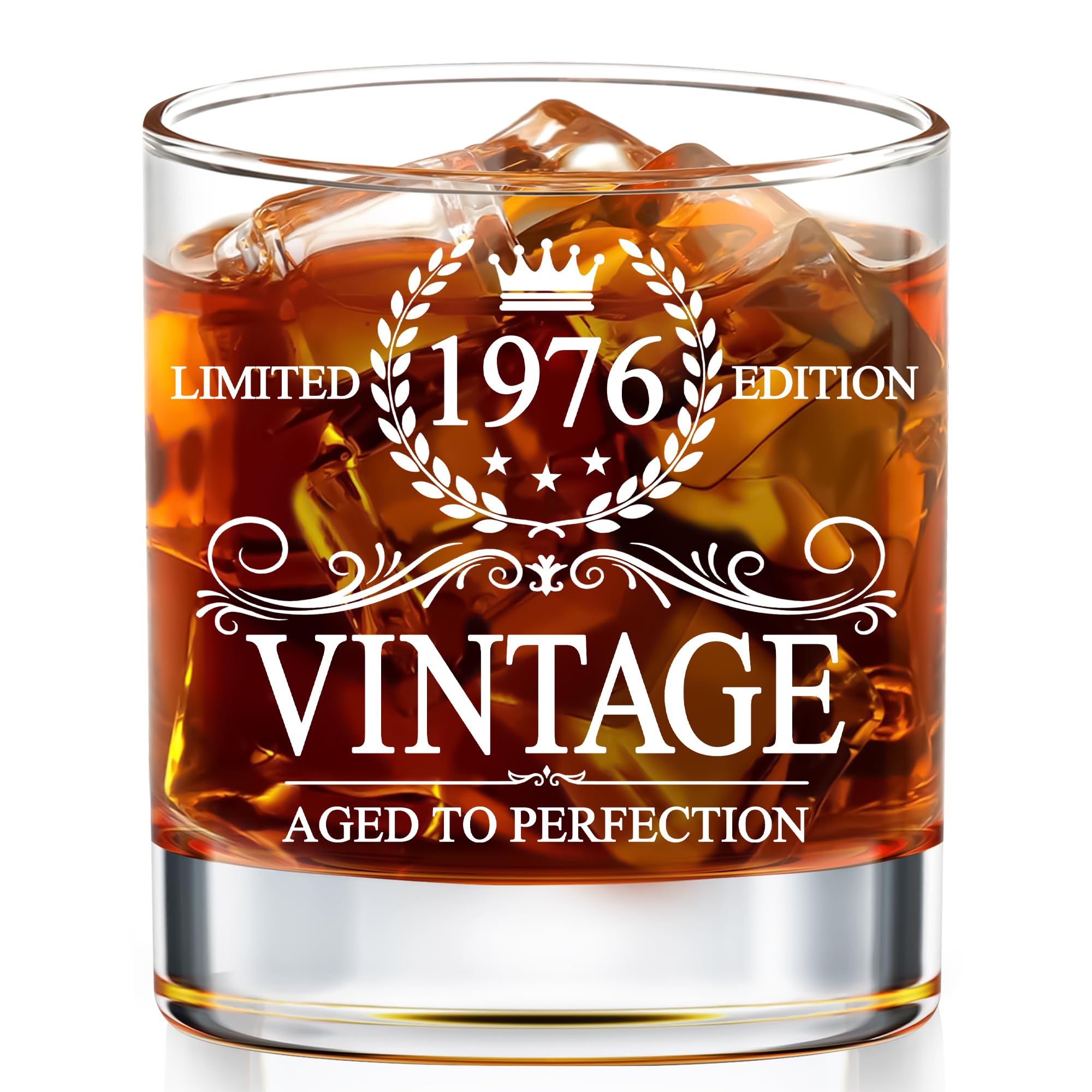 Vaso de whisky GLAKEUN 1976 con diseño vintage, ideal para ceremonias y regalos.