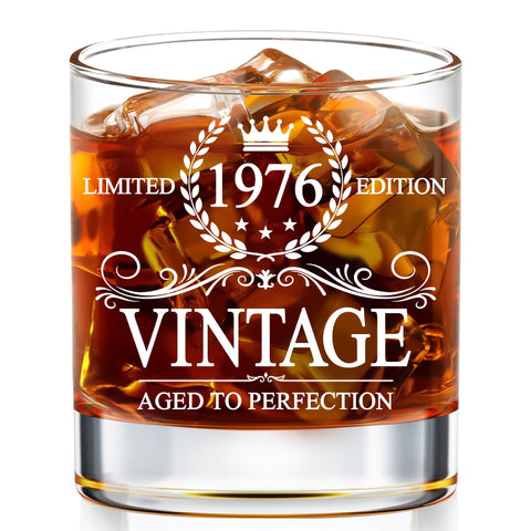 Vaso de whisky GLAKEUN 1976 con diseño vintage, ideal para ceremonias y regalos.
