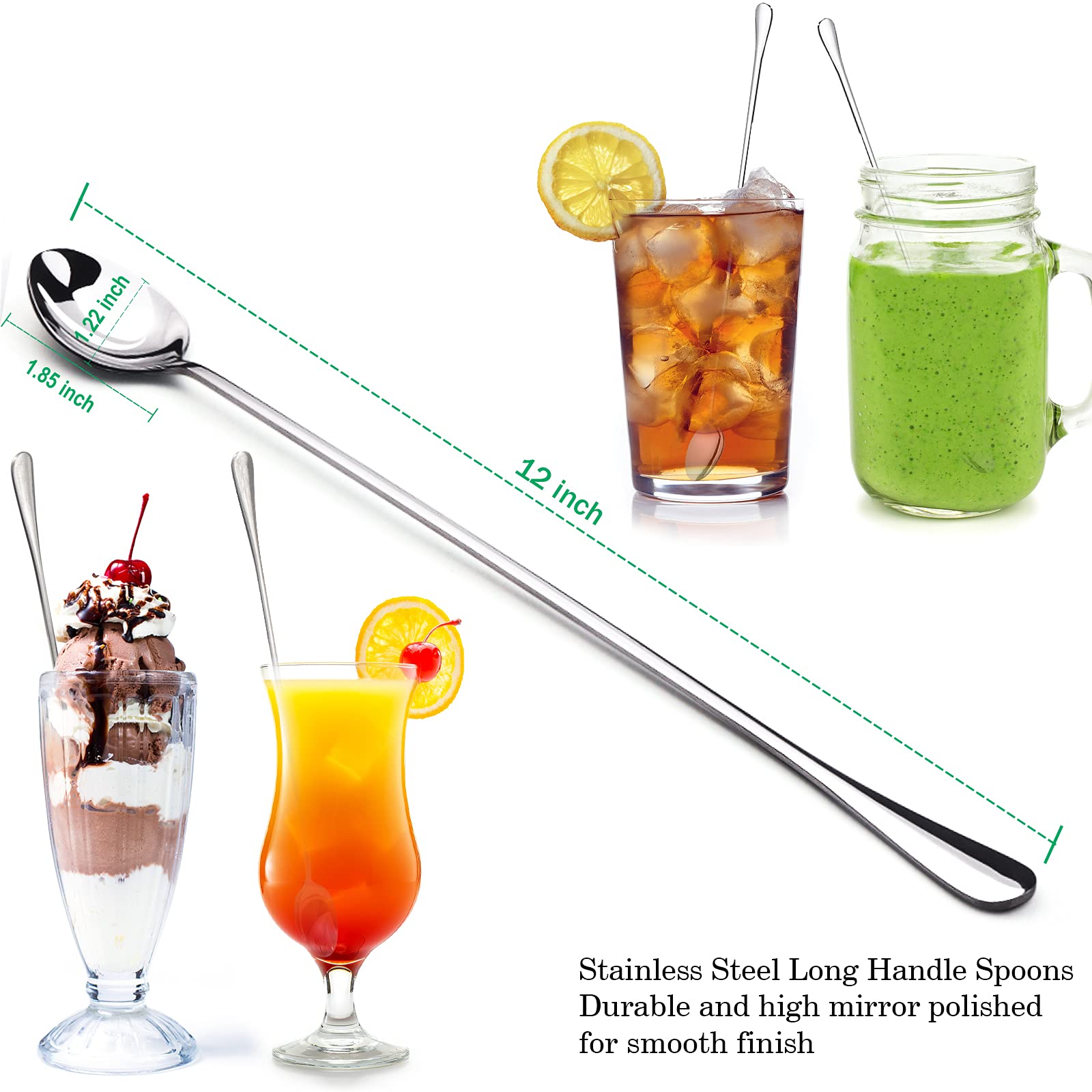 GLAMFIELDS cuchara para té frío en acero inoxidable, ideal para bebidas heladas