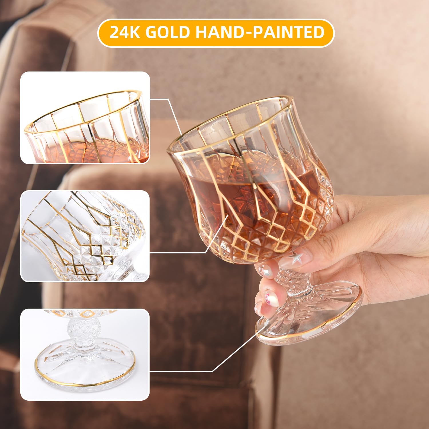 GLASKEY copa brandy cognac altura 4,3 pulgadas facilita calentar suavemente