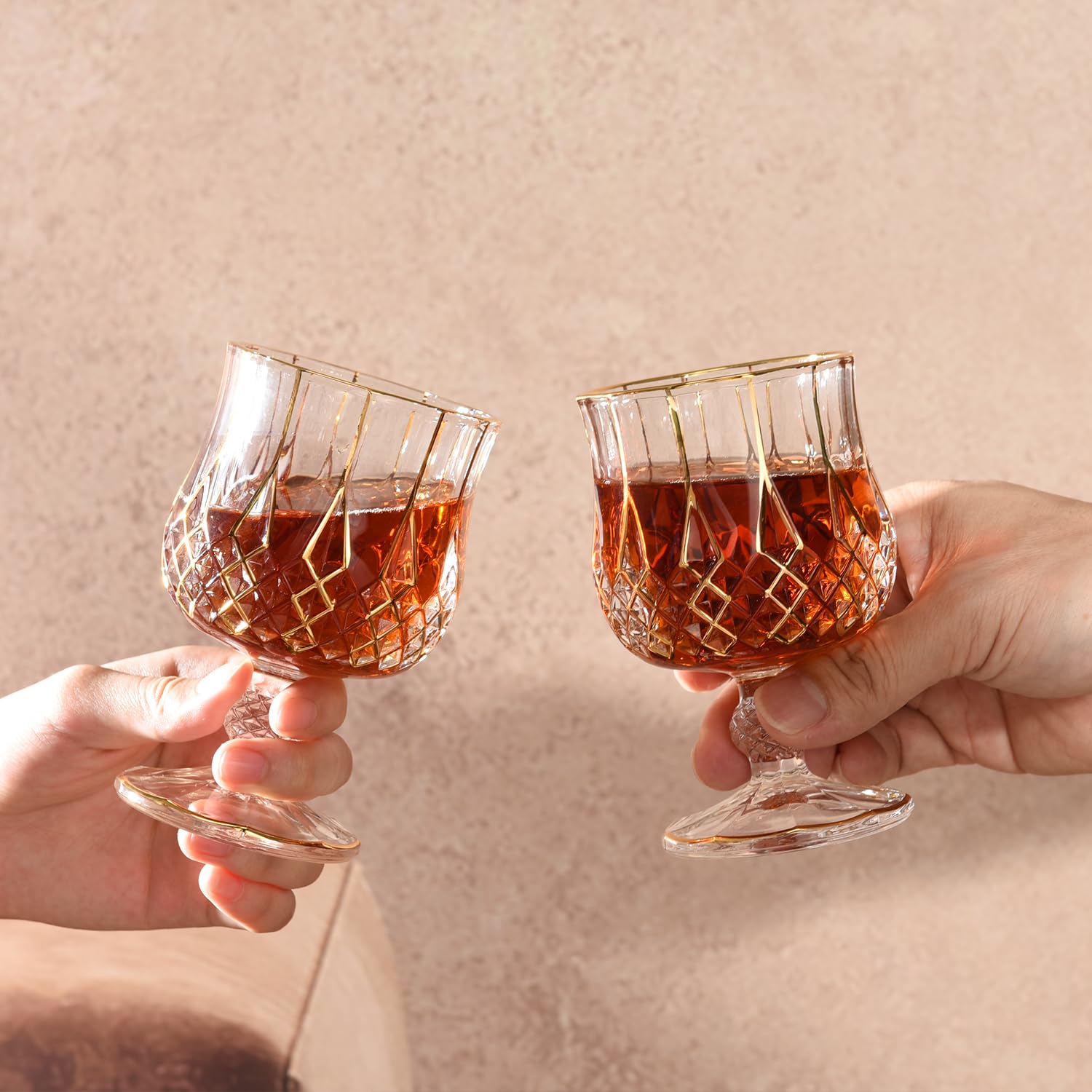 GLASKEY copa brandy cognac oro dorado 24K para experiencia lujosa