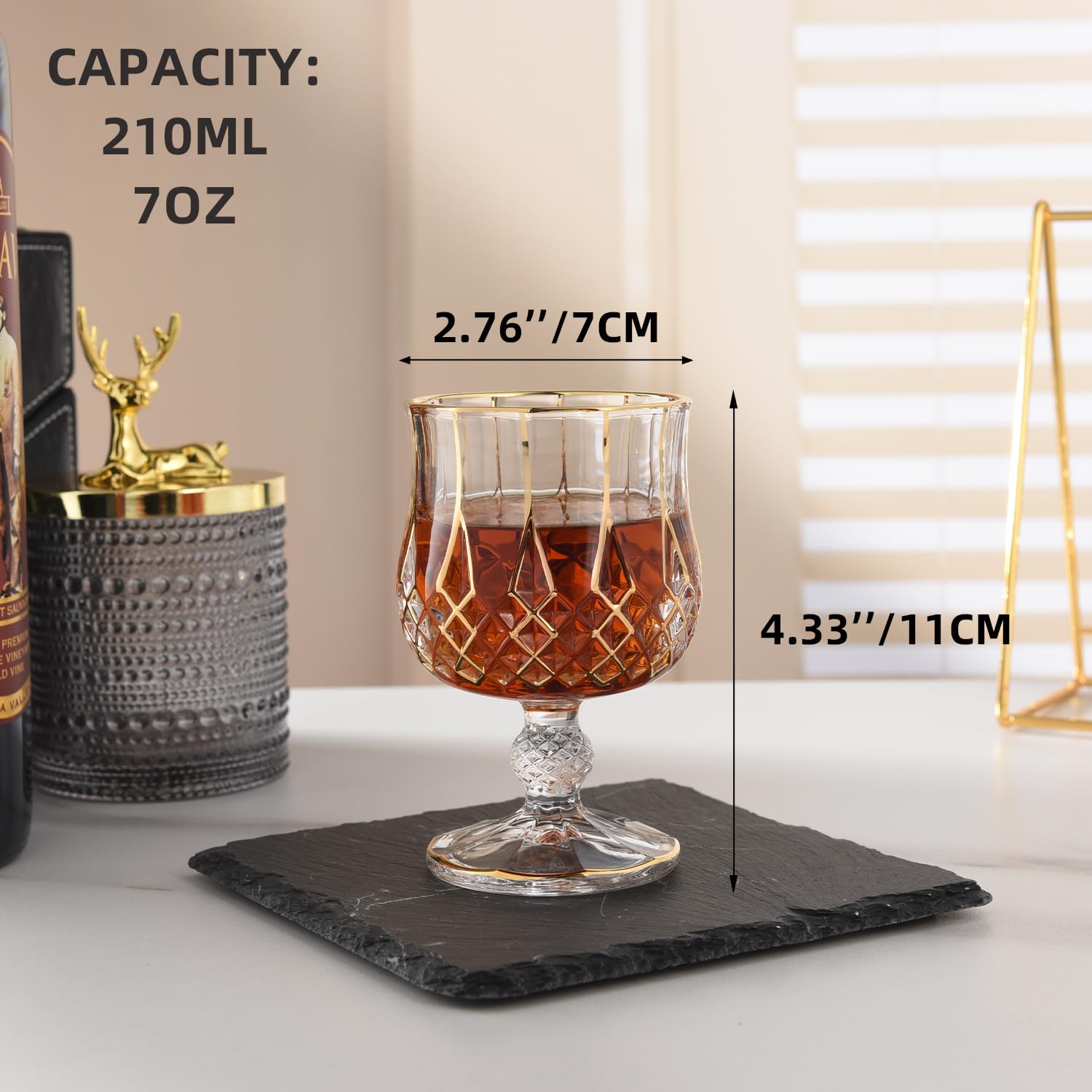 GLASKEY copa cognac cristal sin plomo con borde diamante para aromas