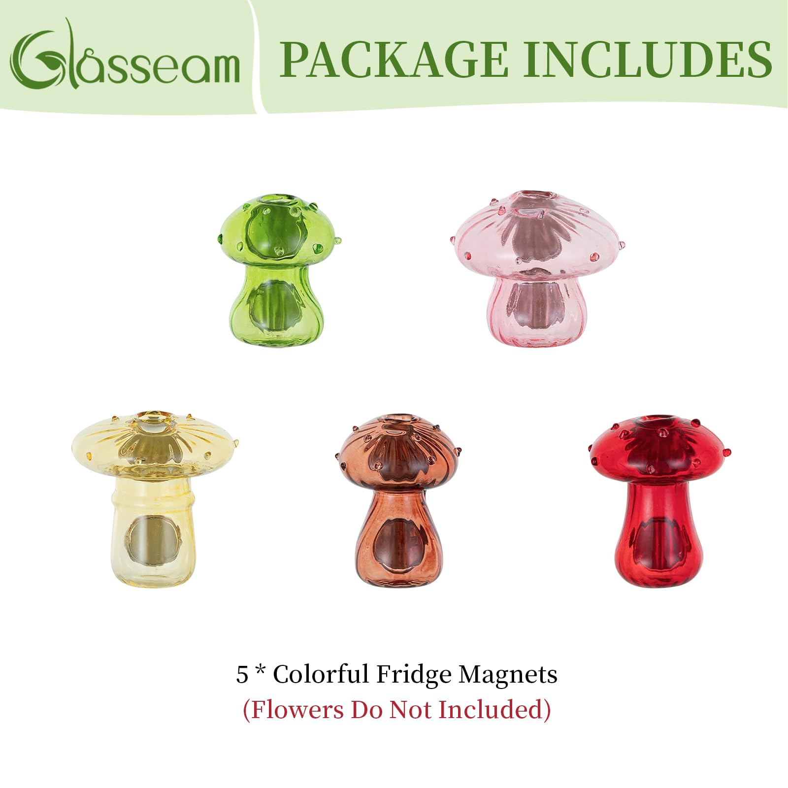Glasseam imanes mini jarrones hongo para cocina o dormitorio.