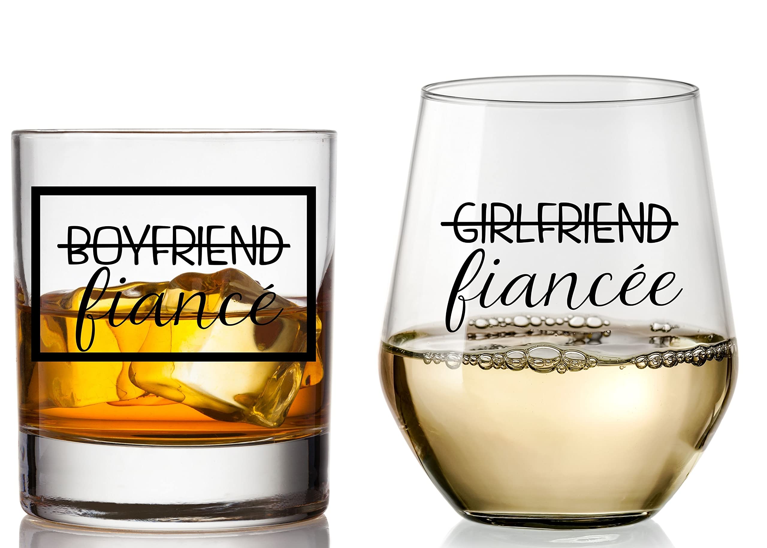 Glassicle conjunto vino y whisky para parejas, regalo ideal para celebrar un compromiso.