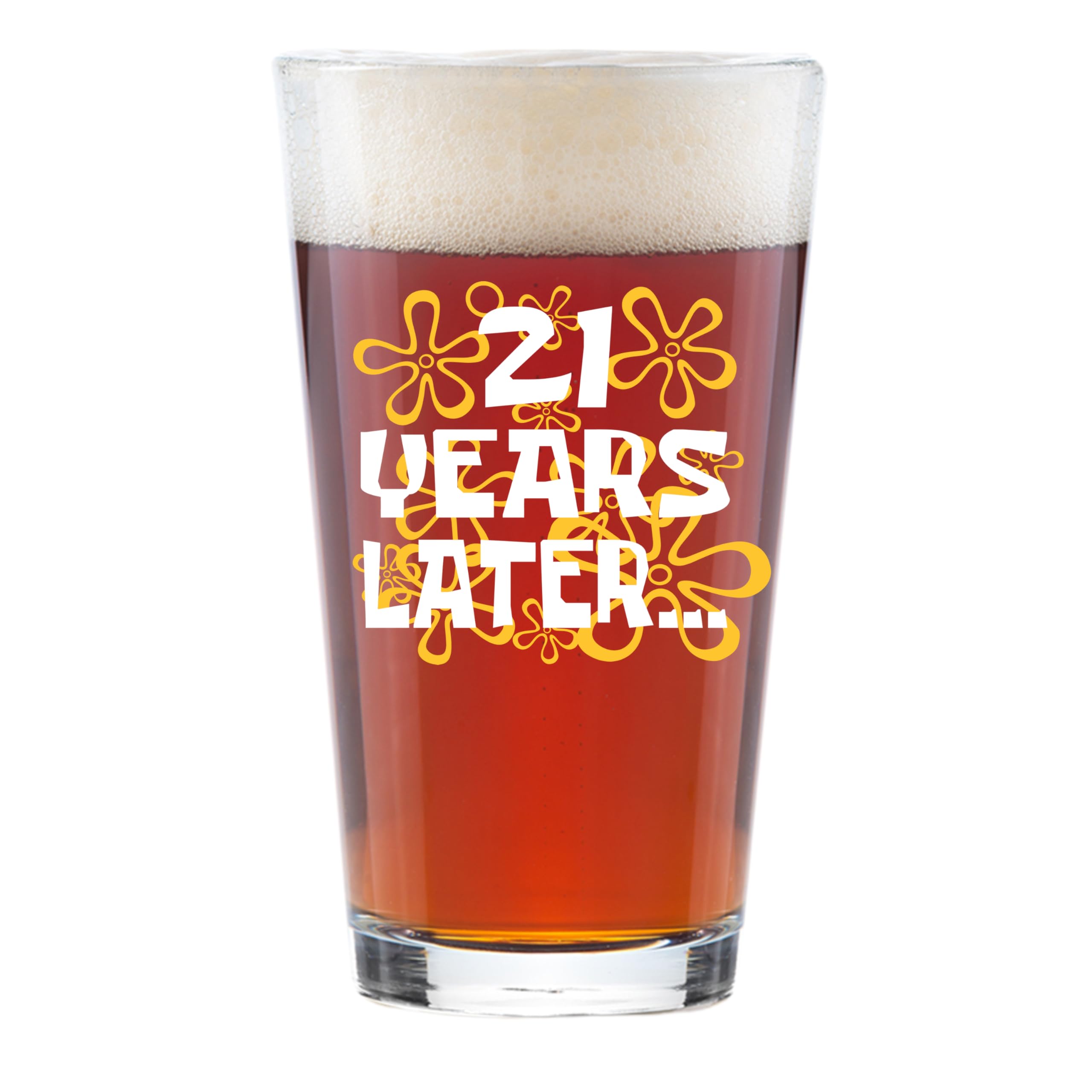 Vaso Glassicle con diseño 21 años después para brindar en su cumpleaños.